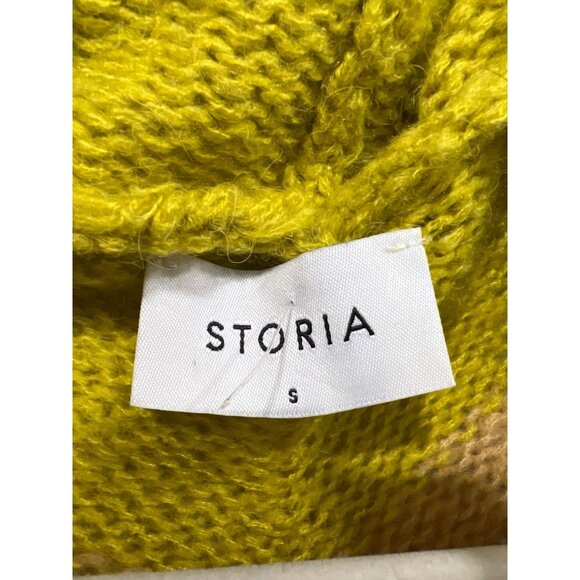 Storia Colorblock Cardigan Sweater Small Mohair Blend Colorful Cozy Knit Indie - Picture 3 of 6